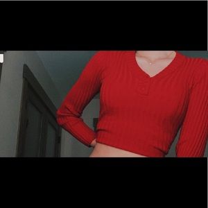 red button sweater!